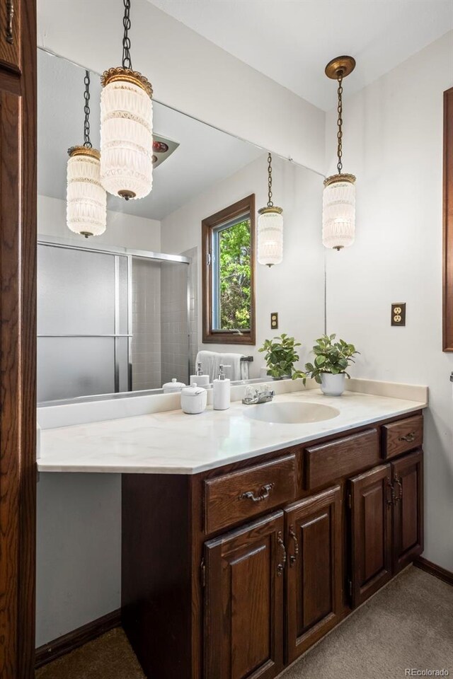 1198 Crestmoor Dr, Boulder, CO 80303 - full bath featuring vanity and a shower with shower door