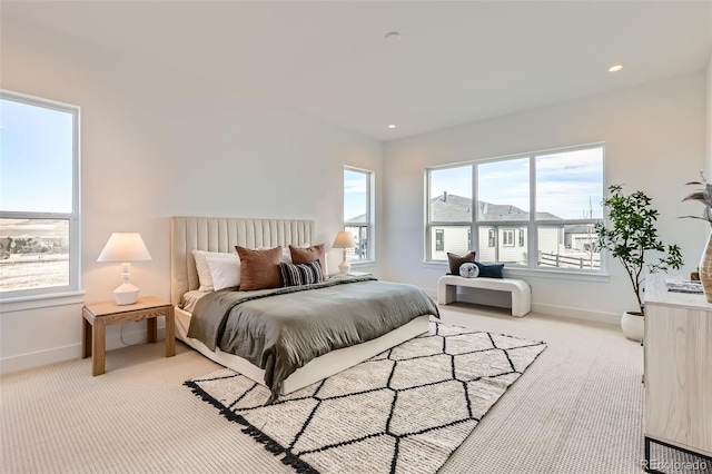668 Leafy Aster Ln, Castle Rock, CO 80104 - bedroom with light colored carpet, baseboards, and recessed lighting