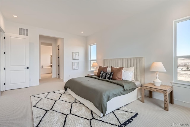 668 Leafy Aster Ln, Castle Rock, CO 80104 - bedroom featuring light colored carpet, multiple windows, baseboards, and recessed lighting