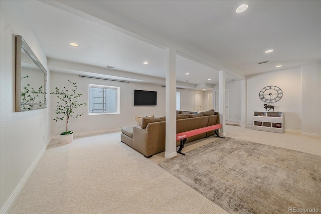 2340 S Columbine St, Denver, CO 80210 - living area featuring carpet and recessed lighting