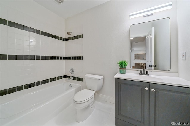 2340 S Columbine St, Denver, CO 80210 - bathroom featuring bathing tub / shower combination, vanity, and tile patterned floors
