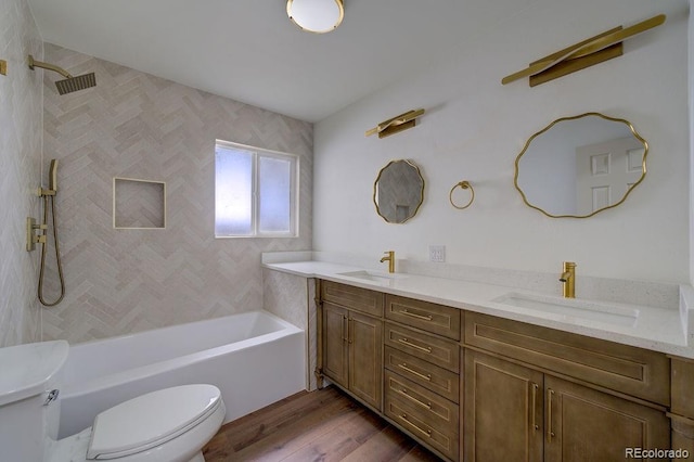 1815 S Monroe St, Denver, CO 80210 - full bathroom featuring double vanity and wood finished floors