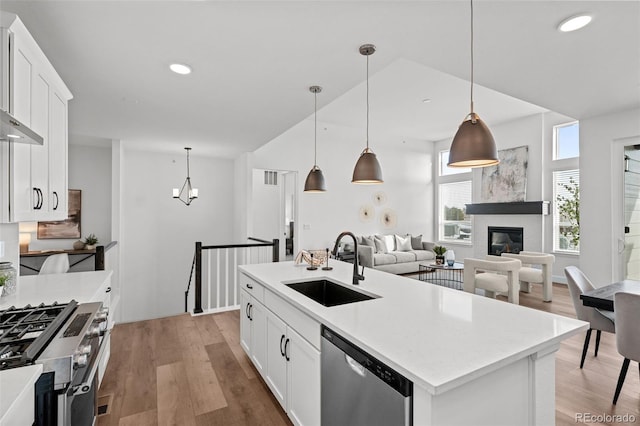 8242 S Pierson St, Littleton, CO 80127 - kitchen featuring light wood-style floors, light countertops, appliances with stainless steel finishes, and a sink