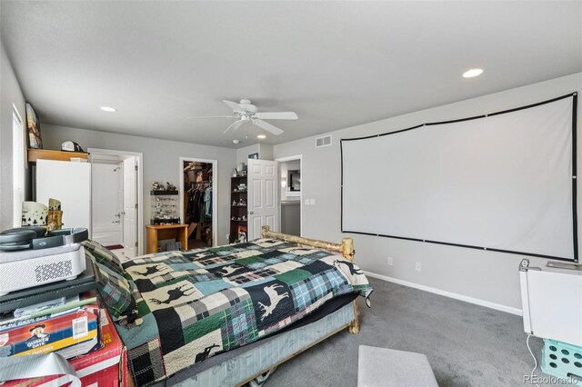 13802 Jasmine St, Thornton, CO 80602 - bedroom with recessed lighting, carpet, a spacious closet, and a ceiling fan
