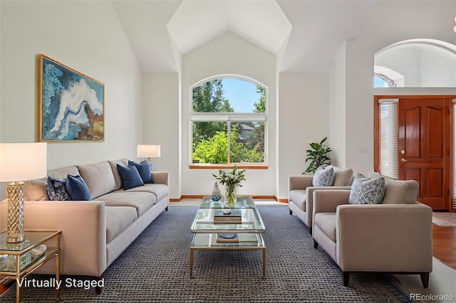 2247 Eagles Nest Dr, Lafayette, CO 80026 - living room with wood finished floors and lofted ceiling