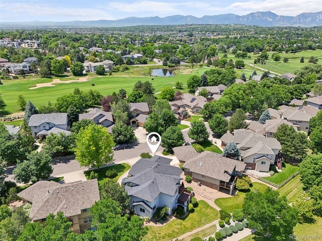 2247 Eagles Nest Dr, Lafayette, CO 80026 - aerial view of residential area featuring a water and mountain view and a local golf course