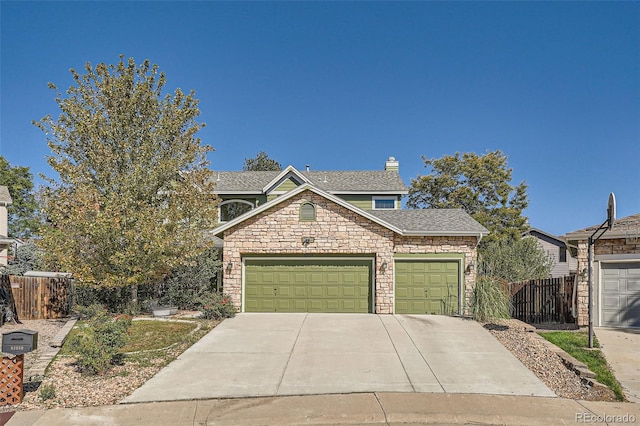 view of front facade featuring a garage