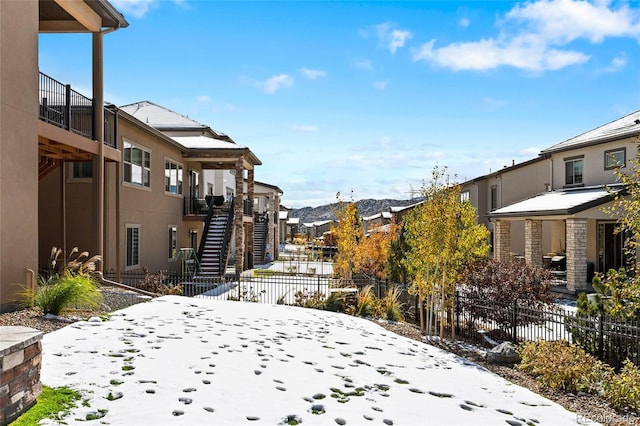 view of yard covered in snow