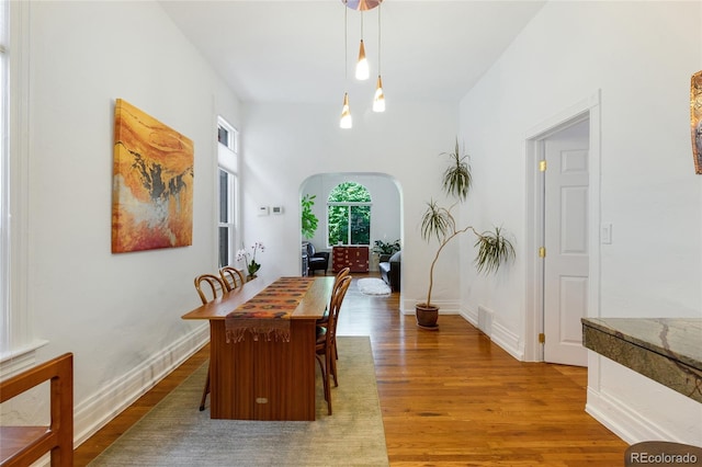 dining space featuring hardwood / wood-style floors