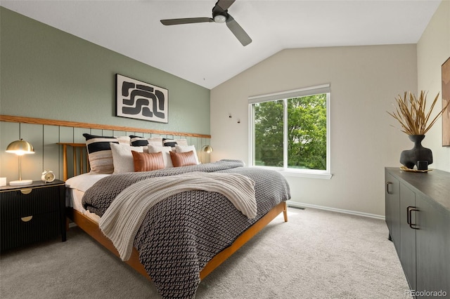 9698 Queenscliffe Dr, Highlands Ranch, CO 80130 - carpeted bedroom featuring vaulted ceiling and ceiling fan