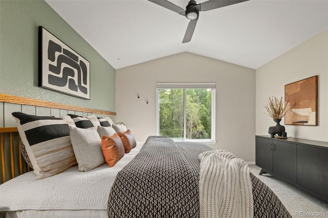 9698 Queenscliffe Dr, Highlands Ranch, CO 80130 - bedroom featuring lofted ceiling, carpet flooring, and ceiling fan