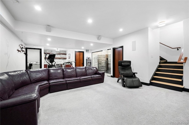 living room featuring carpet floors