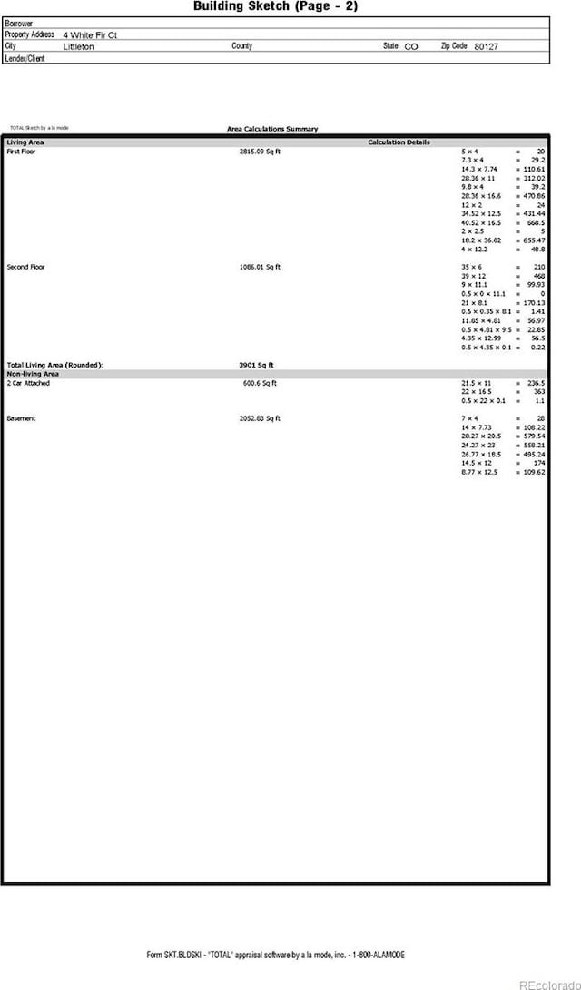 view of a calculations document