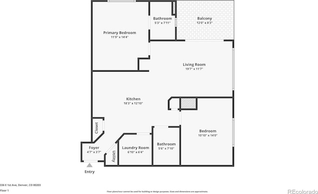 336 E 1st Ave Unit 200, Denver, CO 80203 - view of room layout
