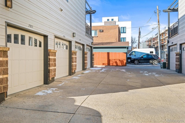 exterior space featuring a garage