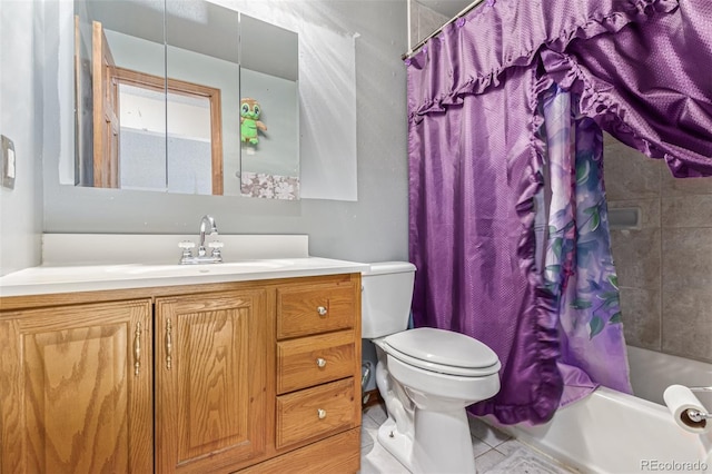 9400 W Burgundy Ave, Littleton, CO 80123 - full bath featuring vanity, shower / tub combo with curtain, and tile patterned floors