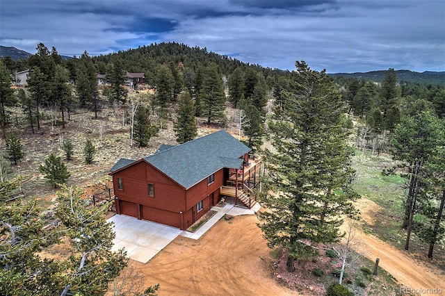 199 Elk Horn Ct, Bailey, CO 80421 - aerial view of property and surrounding area with a forest and mountains