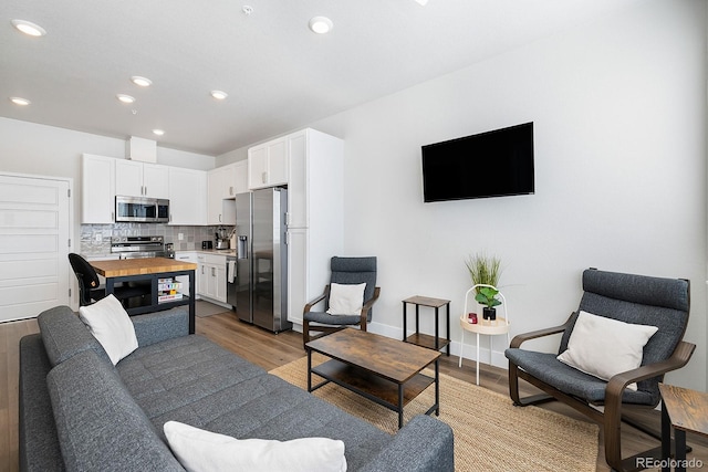 living room featuring light hardwood / wood-style flooring