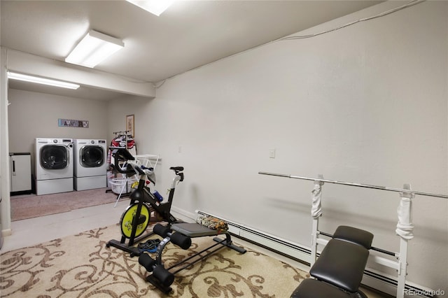 2255 Spruce Rd, Woodland Park, CO 80863 - exercise room with washer and dryer and baseboard heating