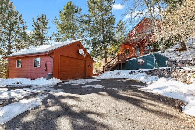 view of snow covered property