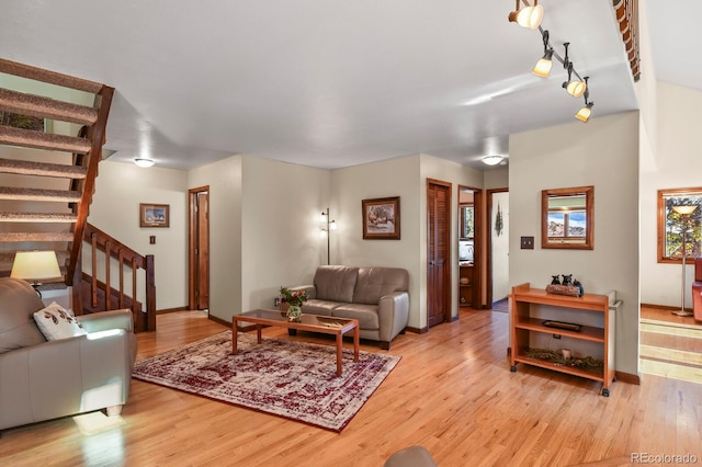 living room featuring light hardwood / wood-style floors