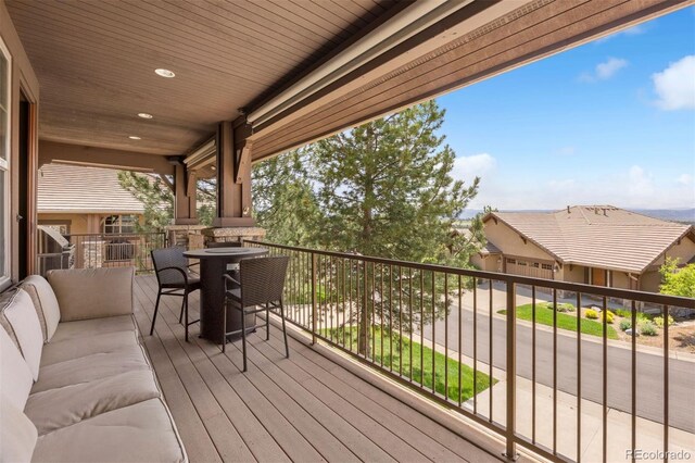 4364 Chateau Ridge Ln, Castle Rock, CO 80108 - wooden terrace featuring an outdoor hangout area