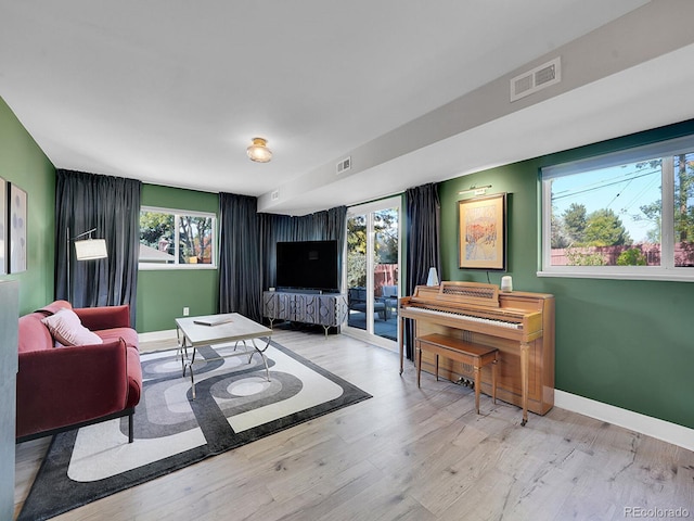 living room featuring light hardwood / wood-style floors