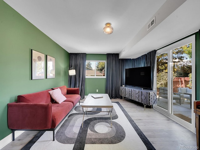 living room featuring light hardwood / wood-style flooring