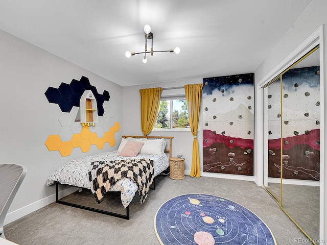 bedroom featuring a closet and carpet