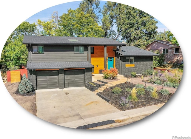 view of front of house with a garage