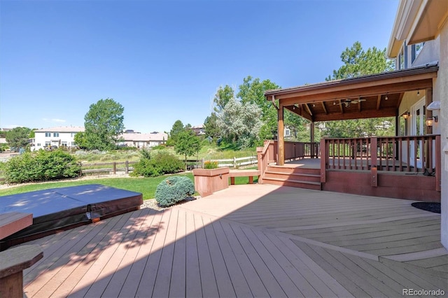 10085 Charissglen Ct, Highlands Ranch, CO 80126 - wooden terrace featuring a covered hot tub