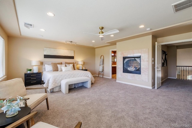 10085 Charissglen Ct, Highlands Ranch, CO 80126 - bedroom featuring carpet flooring, recessed lighting, and ceiling fan