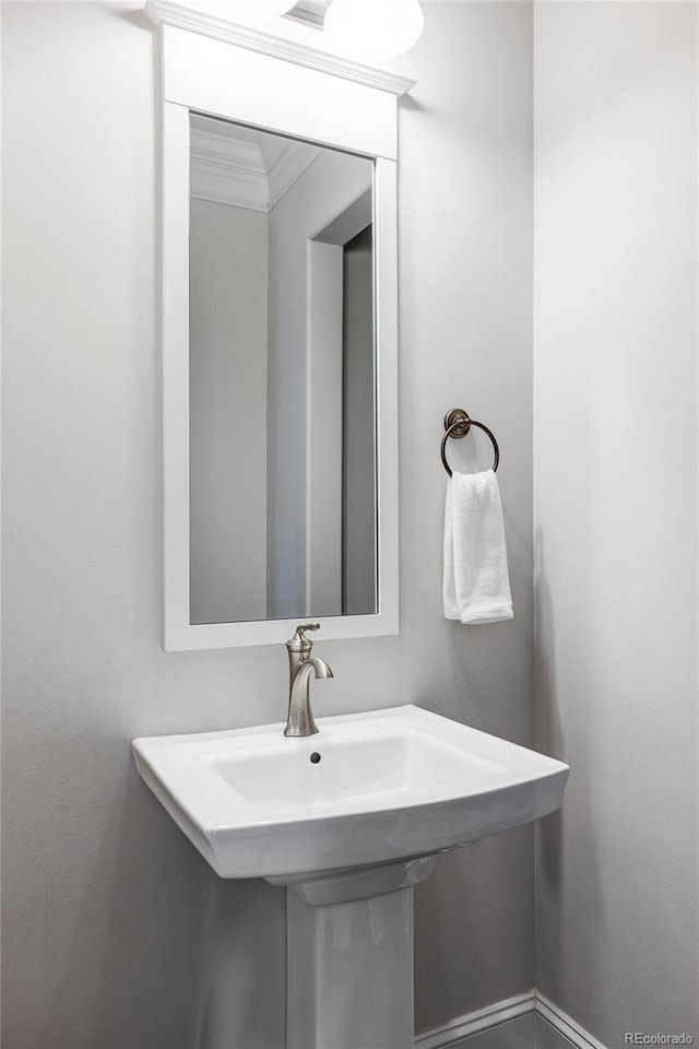 bathroom featuring sink and crown molding