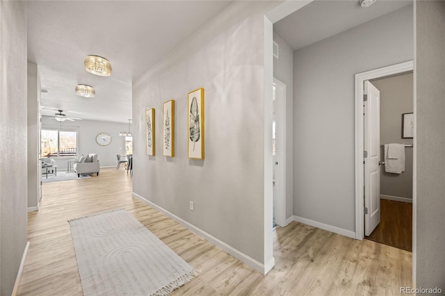 corridor featuring light hardwood / wood-style floors