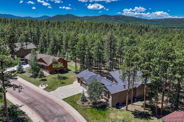 1250 Cottontail Trl, Woodland Park, CO 80863 - view from above of property with a heavily wooded area and mountains