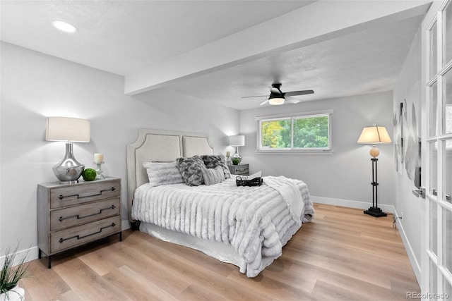 8333 Depew Way, Arvada, CO 80003 - bedroom featuring light wood-style flooring, baseboards, ceiling fan, and recessed lighting