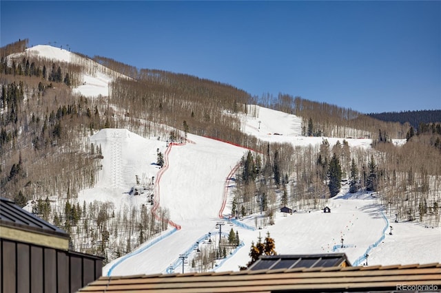 exterior space featuring a mountain view