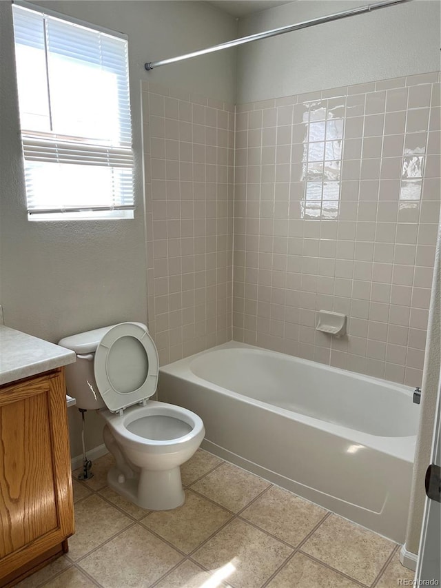 20558 E Grand Ln, Aurora, CO 80015 - full bathroom with toilet, tile patterned floors, shower / washtub combination, and vanity