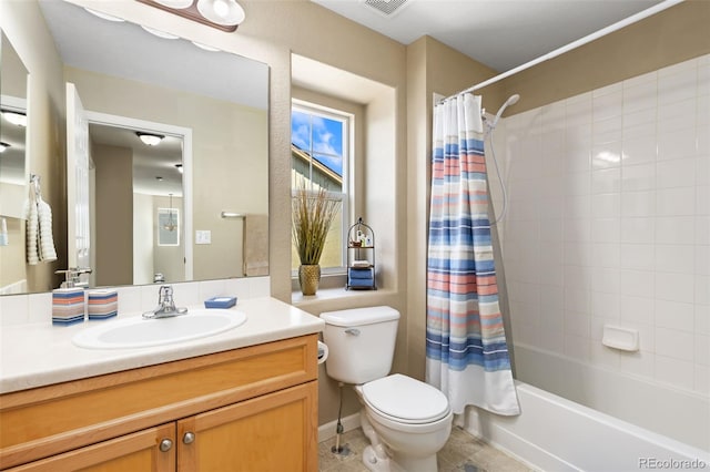 139 N Prairie Falcon Pkwy, Brighton, CO 80601 - full bathroom with toilet, vanity, shower / tub combo, and tile patterned flooring