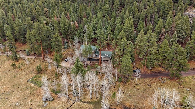 bird's eye view with a view of trees