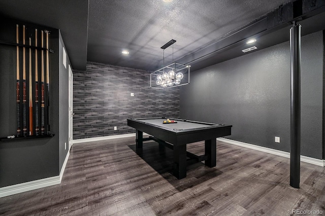 14589 Hagus Pl, Parker, CO 80134 - game room featuring baseboards, pool table, wood finished floors, and recessed lighting