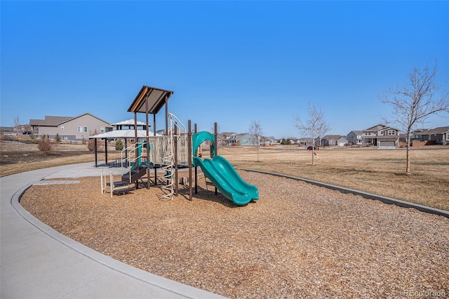 communal playground with a residential view