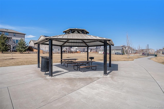 view of property's community featuring a gazebo and a patio area