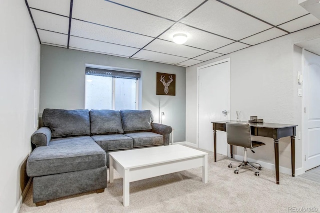 6365 Xavier Ct, Arvada, CO 80003 - carpeted living area with a drop ceiling, baseboards, and an office area