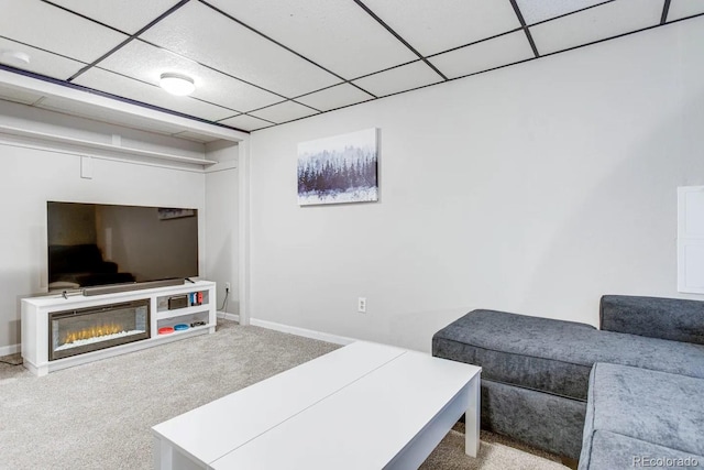 6365 Xavier Ct, Arvada, CO 80003 - living room featuring carpet, a drop ceiling, and baseboards