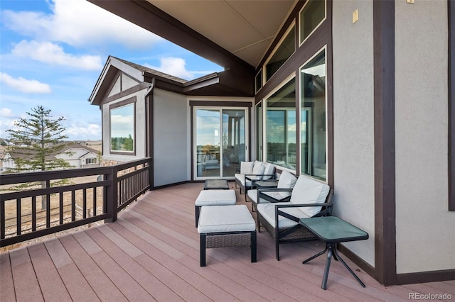 deck featuring an outdoor living space