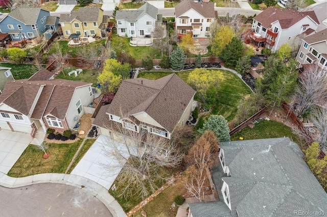 drone / aerial view with a residential view
