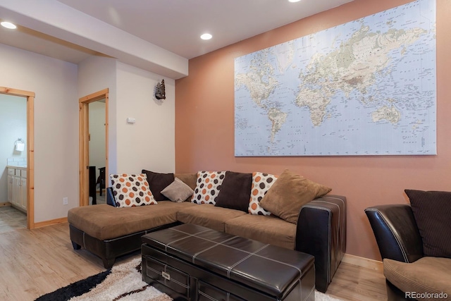 living room with light wood-type flooring