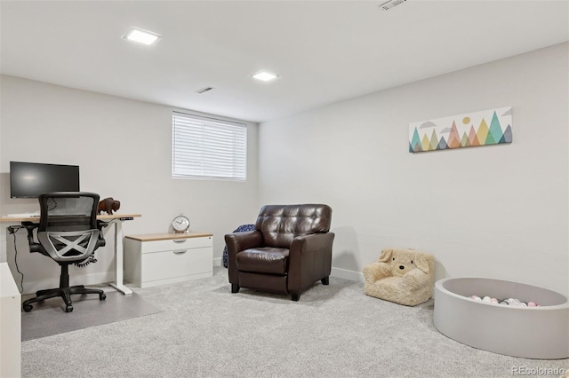 office space with carpet floors and baseboards