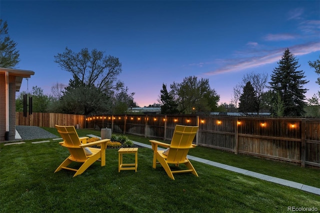 view of yard featuring a fenced backyard